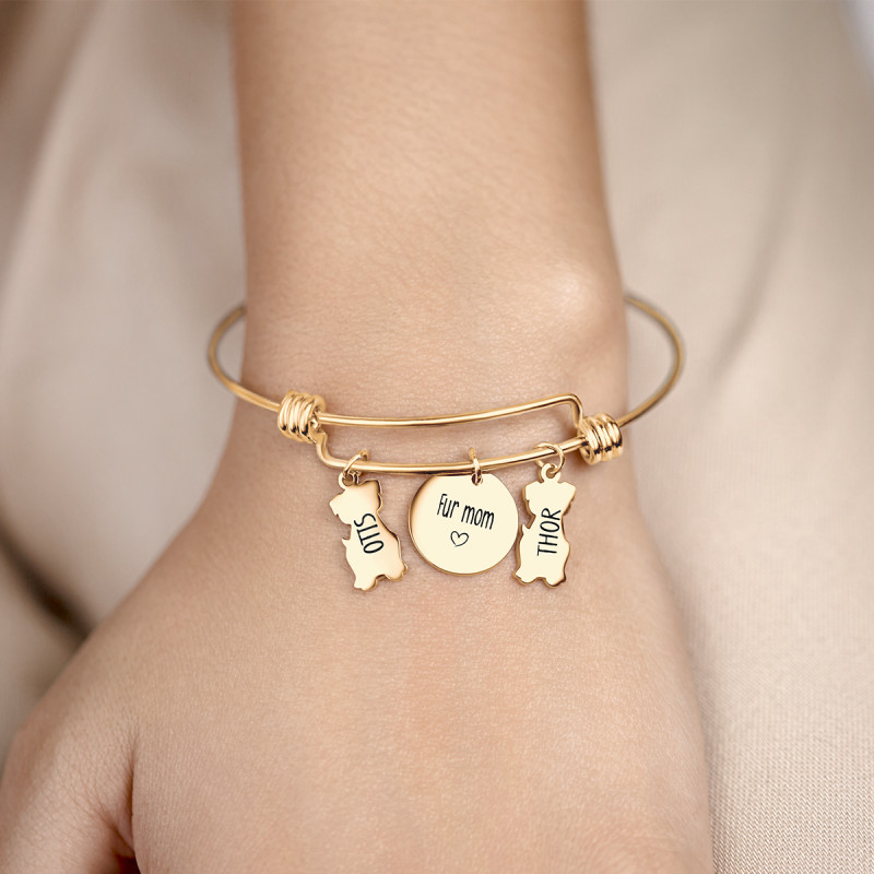 Personalised Multi-Dogs Bracelet - Gold - 62