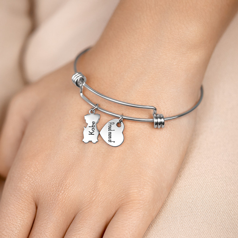 Personalised Cat Bangle Bracelet