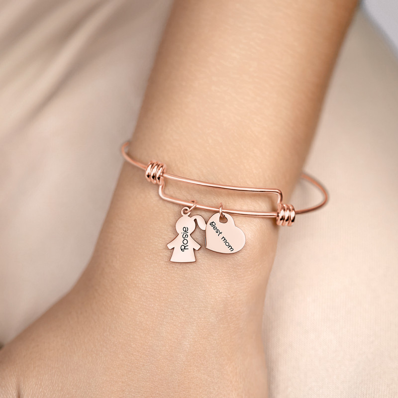 Personalised Daughter Bangle Bracelet - Rosegold - 61