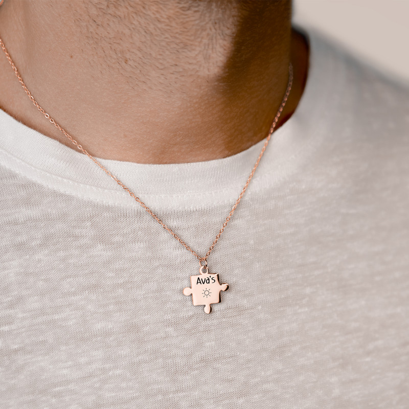 Personalised Puzzle-Jigsaw Necklaces - Rosegold - 61