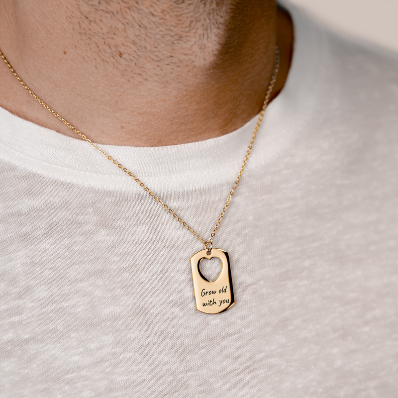 Meaningful Thoughts Military Tag & Heart Necklaces - Gold - 62