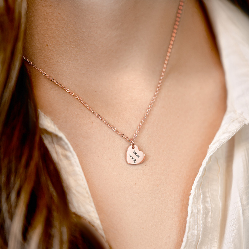 Military Tag & Heart Family Necklaces - Rosegold - 61