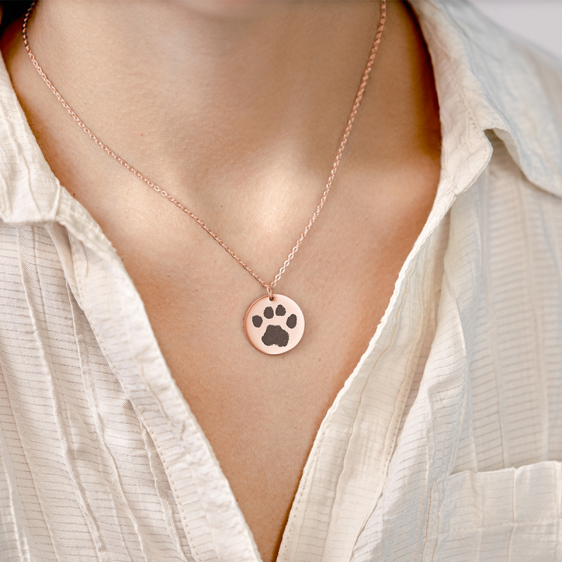 Personalised Paw-Print Necklace - Rosegold - 61