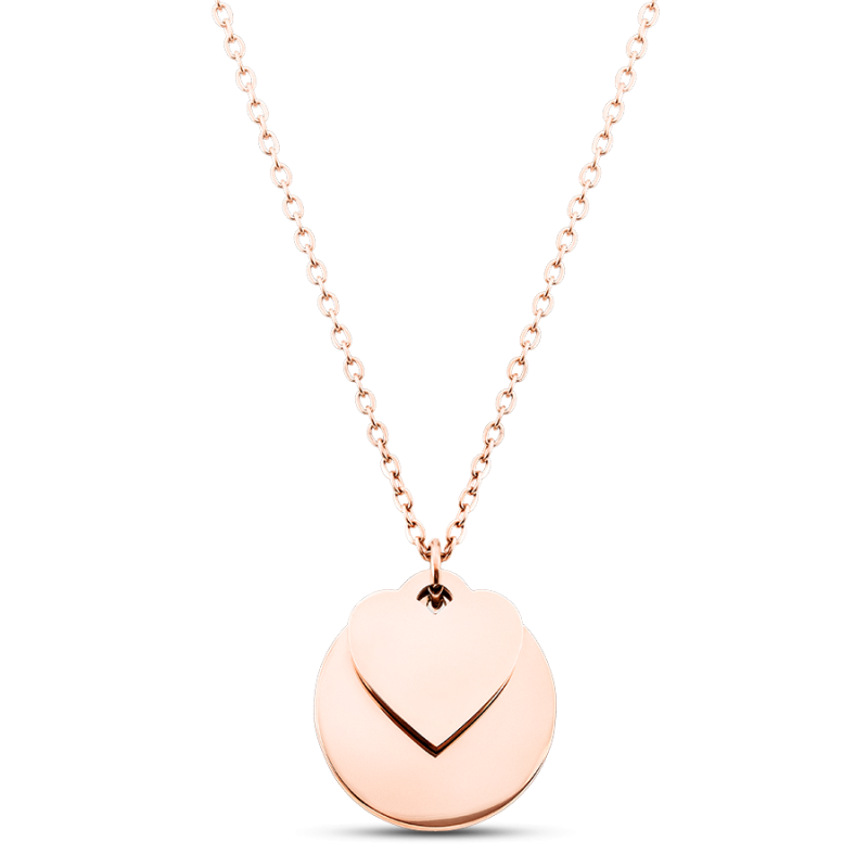 Personalised Circle and Heart Necklace - Rosegold - 61