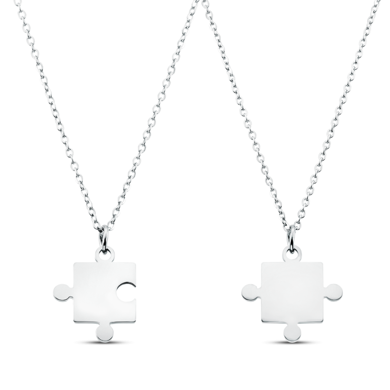 Personalised Puzzle-Jigsaw Necklaces - Silver - 60